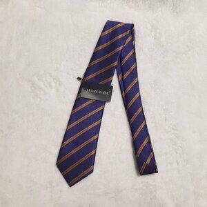Barry Wang Tie Silk Purple Gold Silver Necktie Italy Textured NWT
